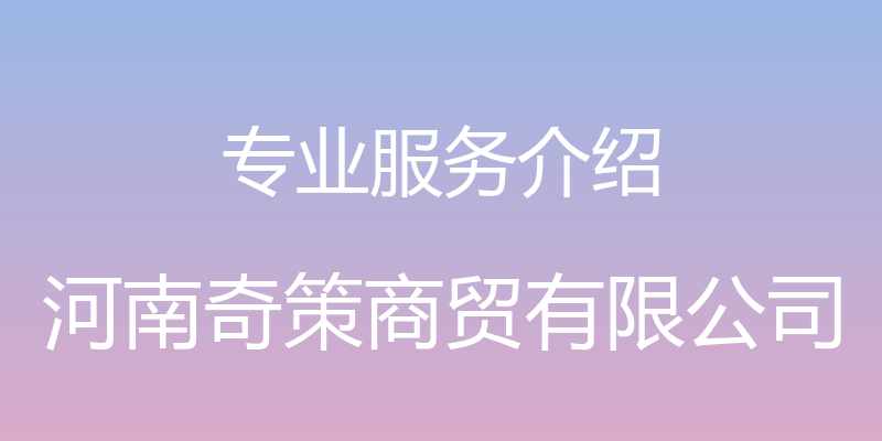 专业服务介绍 - 河南奇策商贸有限公司